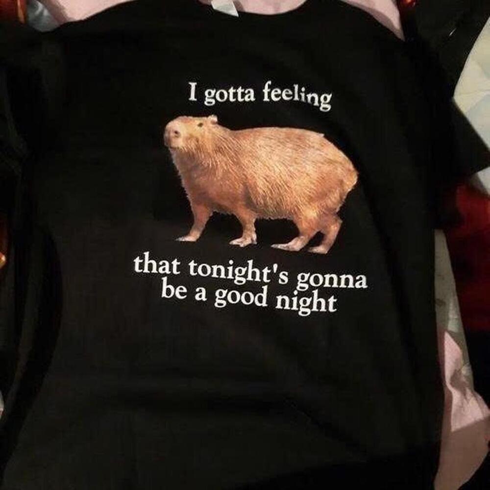 Black Cotton Streetwear T Shirt With I Gotta Feeling That Tonight